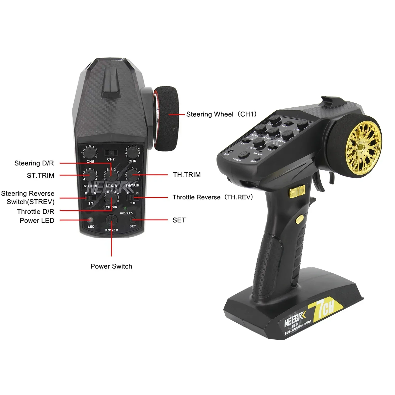 NEEBRC 7CH 2.4Ghz راديو نظام ا - مراجعة Radio Transmitter 2.4Ghz وسعره